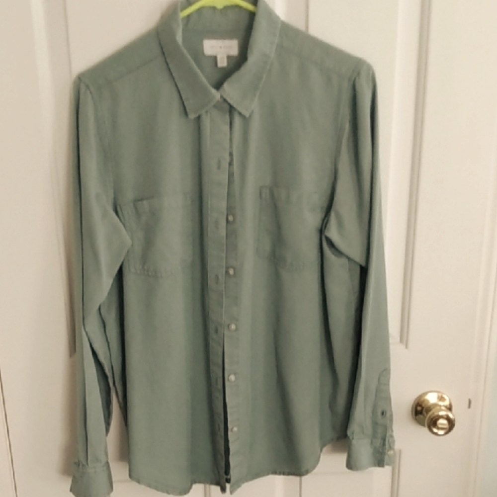 Lucky Brand Sage Green Casual Button-Down Shirt